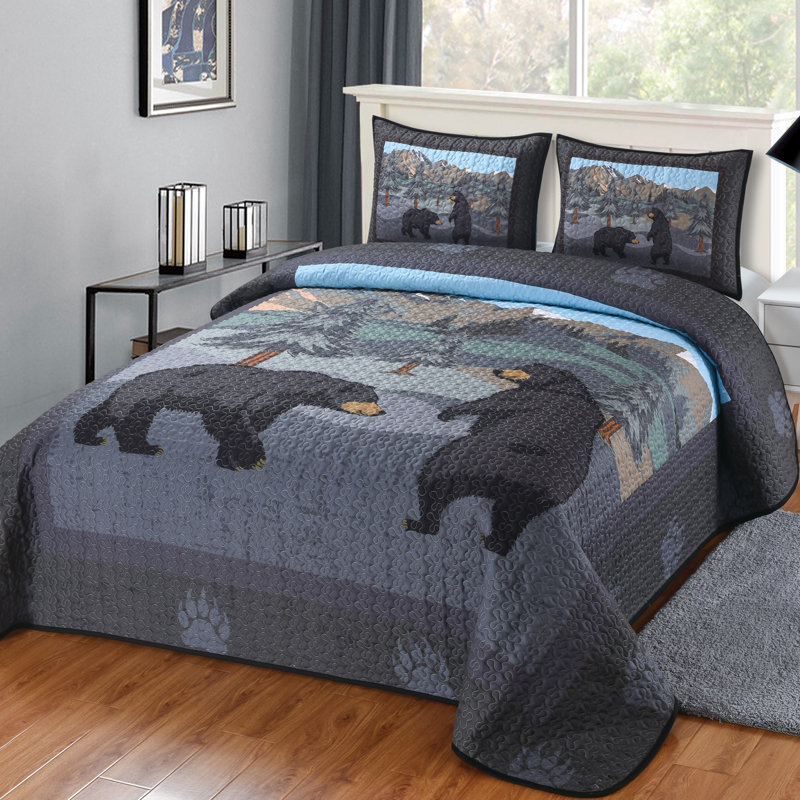 Blue Queen Nature Bear Themed Quilt Set
