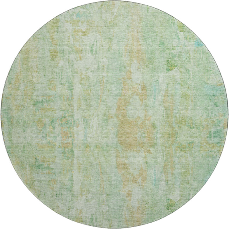 Premium Machine Washable Mayfield AMF2310 Abstract Rug, Basil, 8' Round