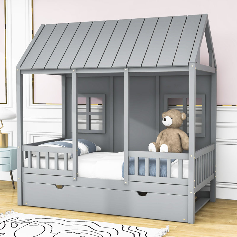 Wood Daybed With Twin Size Trundle and Slats, White, Full