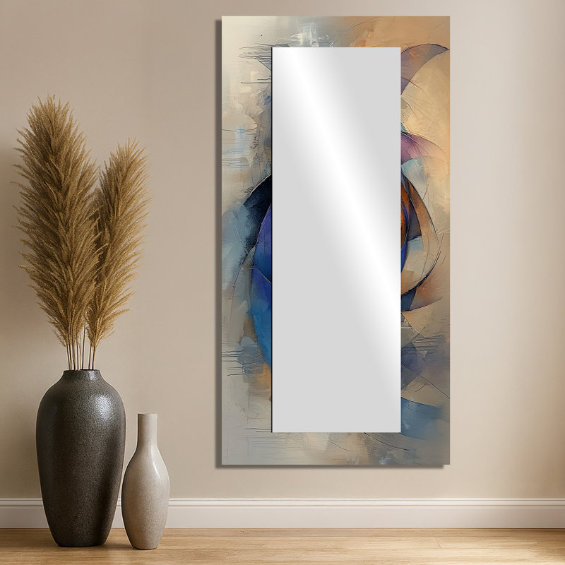 Couronne abstraite en velours de densité I - Art mural miroir floral - imprimé sur métal, 28" x 55"