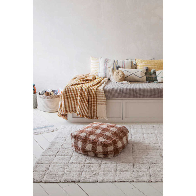 Vichy Square Pouf, Toffee
