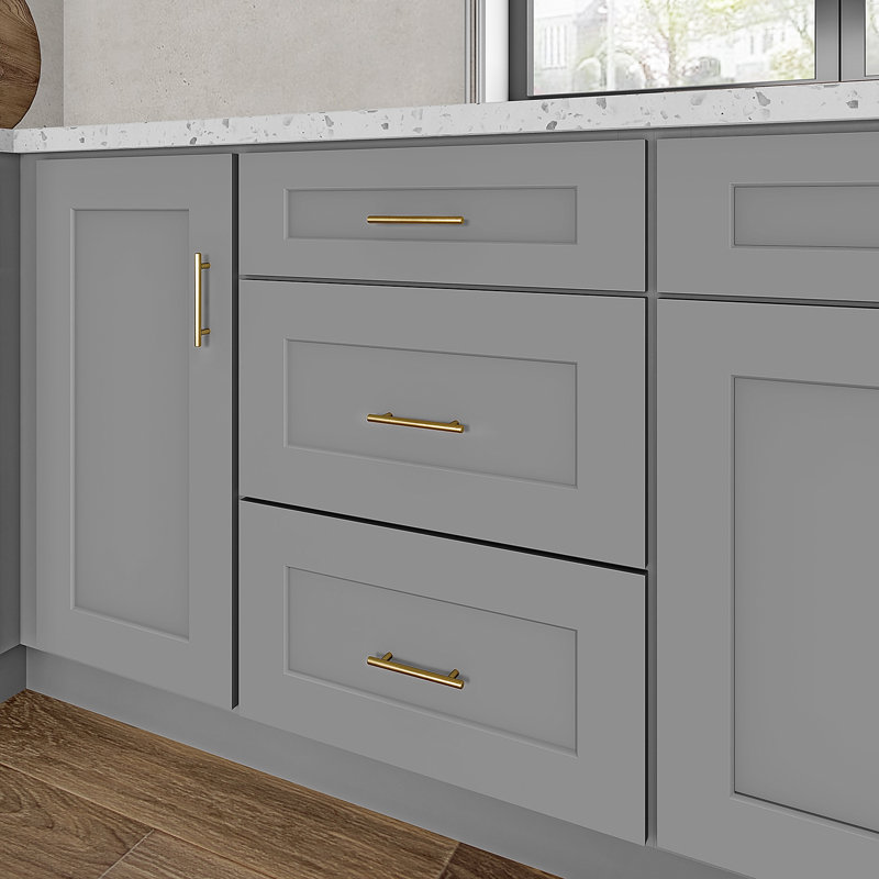 Armoire de cuisine en bois massif prête à assembler, Gris, 21"