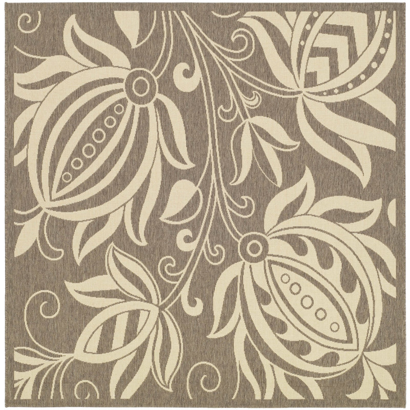 Carolan Performance Floral Indoor/Outdoor Area Rug, Square 6'7"