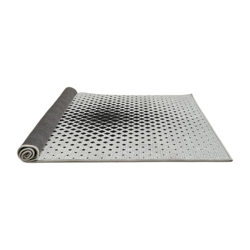Tapis noir/gris à motifs, Rond 4 pi