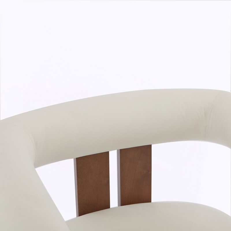 Chaise d'appoint moderne rembourrée avec accoudoirs ronds, Beige, Brown
