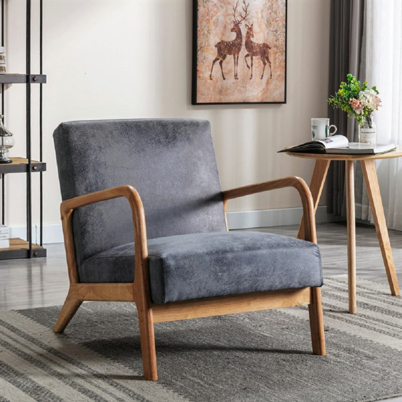 Chaise rembourrée en microfibre de style rétro, Microfibre gris clair