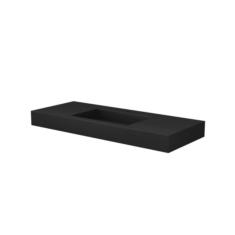 Lavabo à surface solide en pierre de pierre pour meuble-lavabo, aspect gris mat, profondeur de 47,56 po, largeur de 18,39 po, hauteur de 4,2 po, capacité de rangement polyvalente de 63,64 lb