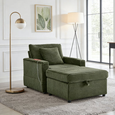 Fauteuil d'appoint confortable en velours côtelé