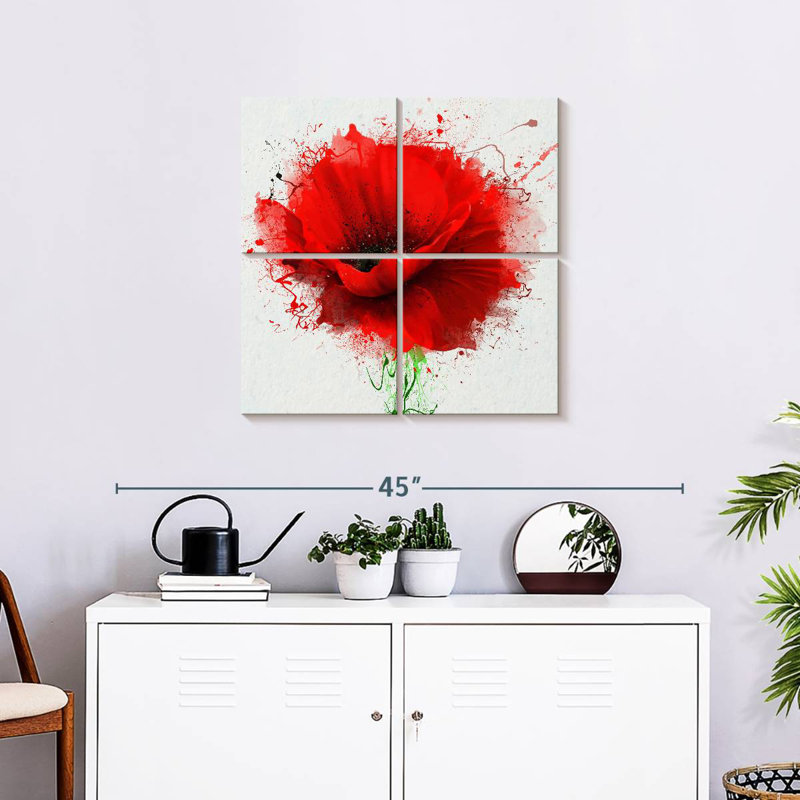 Harnek Red Poppy Splash, H 26 po x l 26 po