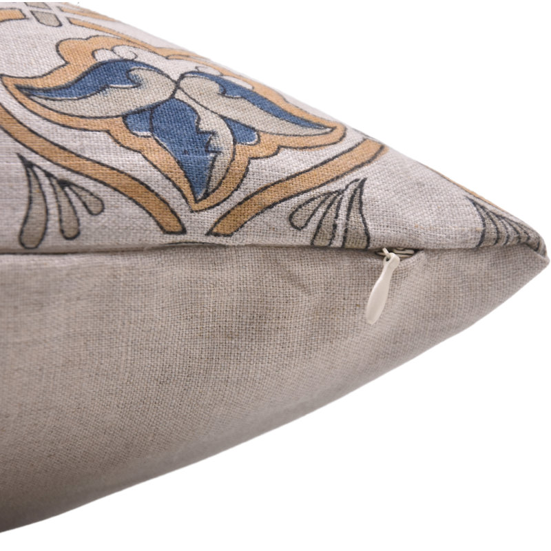 Housses de coussin en lin pur à motif de Fab Fabine, fabriquées à la main (Hridyavan, bleu), H 20 po x l 14 po