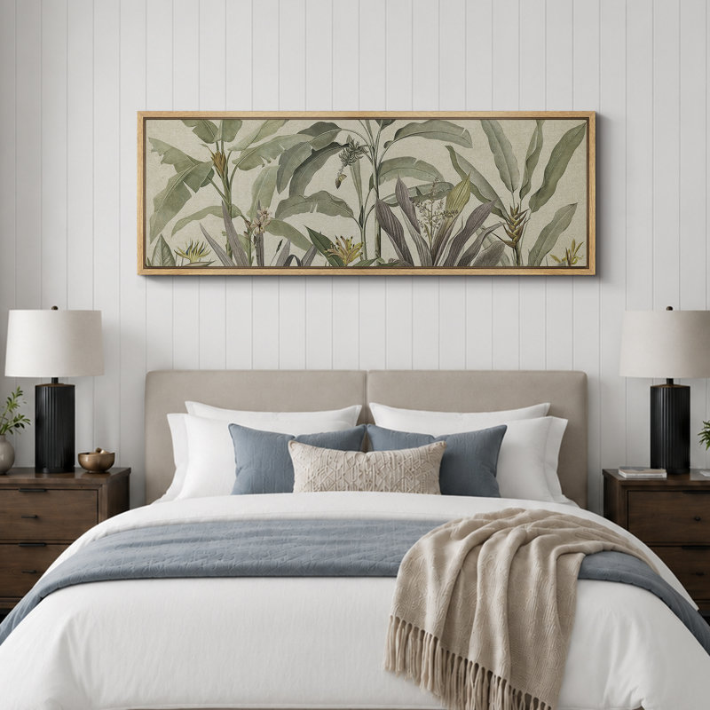 «Tropical Palm Green Banana Leaf Plant Floral Botanical», reproduction sur toile, H 20 po x l 60 po, Natural