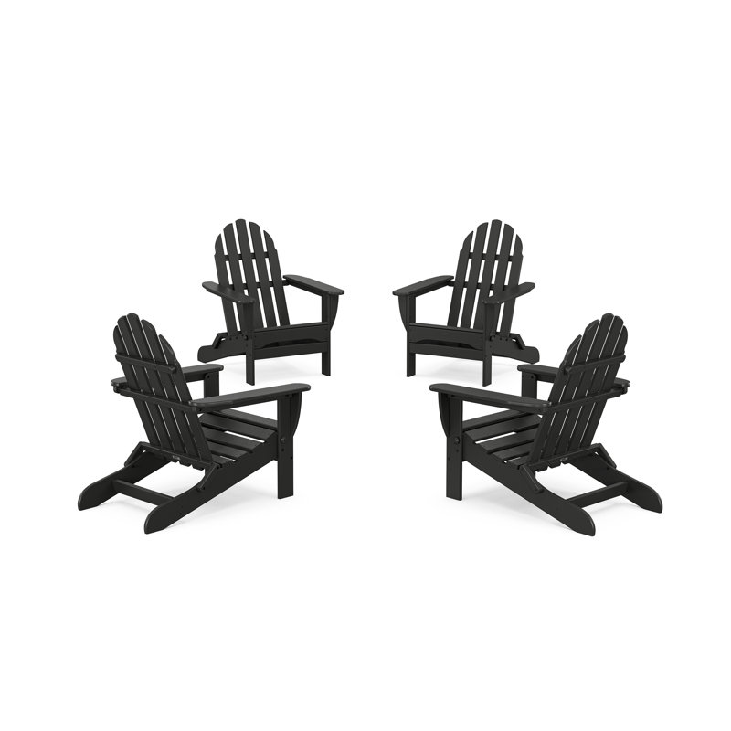 Classics Classics 4-Piece Folding Adirondack Conversation Set, Black