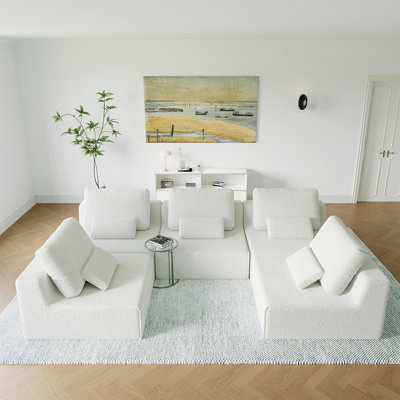  1 Seat Oversized Modular Sectional Sofa, Boucle Floor Couch