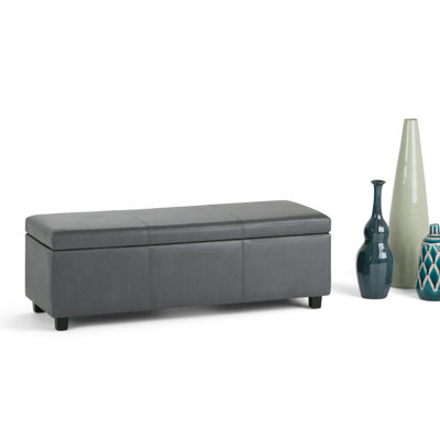 Avalon 48"W Upholstered Contemporary Rectangular Lift-Top Storage Ottoman Bench with High-Density Foam