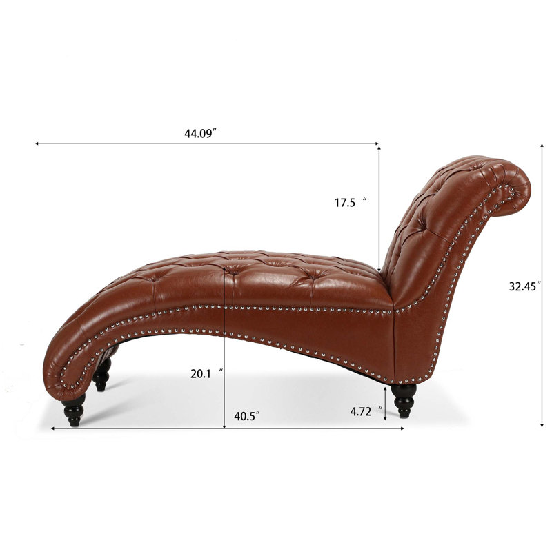 Chaise longue sans accoudoirs capitonnée Ryo, Similicuir brun