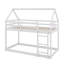 Lit superposé simple au-dessus d'un lit simple avec toit et échelle de style maison, lit superposé mezzanine équipé de barrières de sécurité-312104354