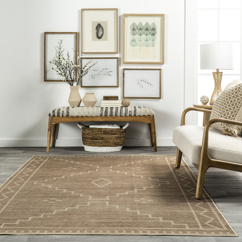 Velma Beige Synthetic Washable Reversible Area Rug, 5' x 8'