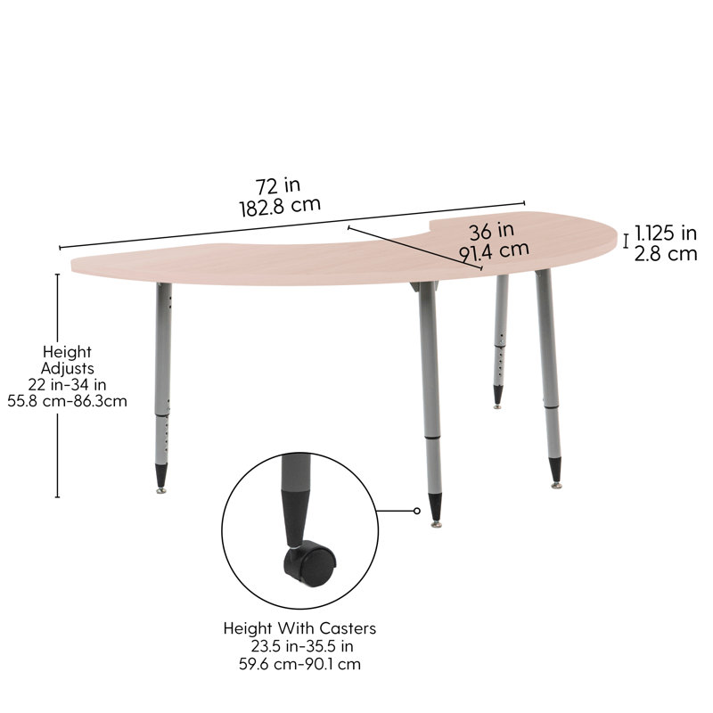 Table d'activité Adapte 36 x 72, Sable asiatique, Argent argent