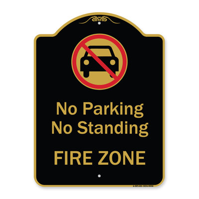 Signmission Designer Series Sign - No Parking Or Standing, Fire Zone With Graphic | Black & Silver 18" X 24" Heavy-Gauge Aluminum Architectural Sign | Protect Your Business & Municipality | Made In The USA