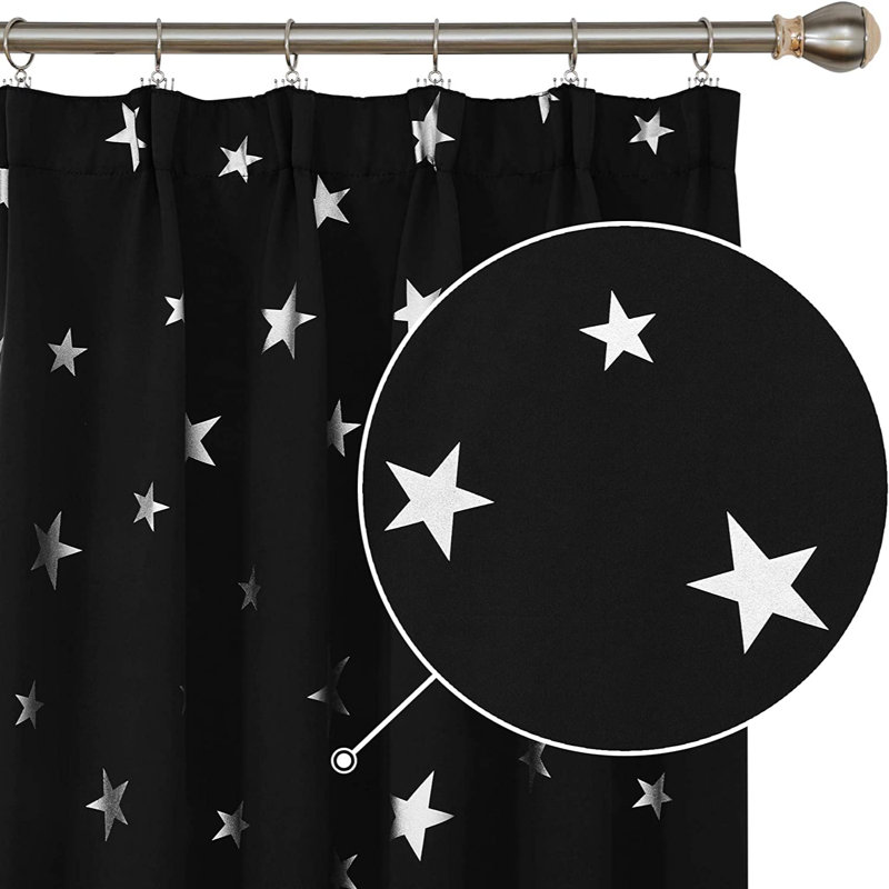 Room Darkening Curtain Pair, Black, 132 W x 214 D cm