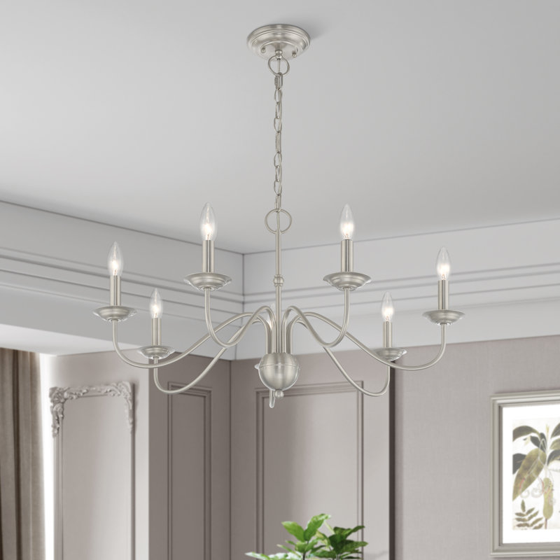 Seiling 7 - Light Steel Dimmable Classic / Traditional Chandelier, Brushed Nickel