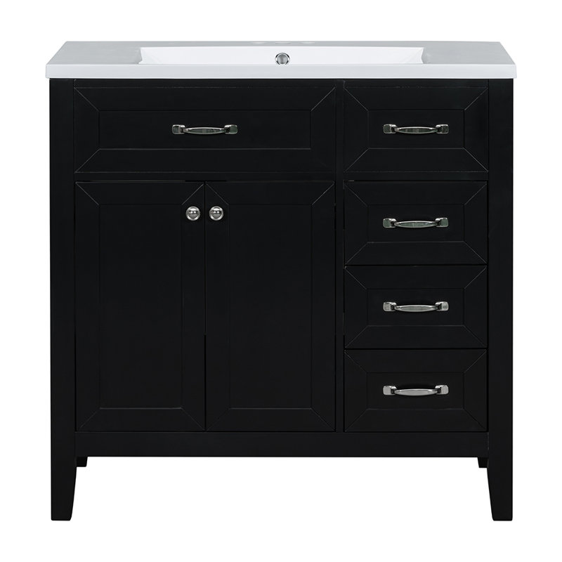 Meuble-lavabo simple avec plateau Mytien 35,99, Argent, Noir