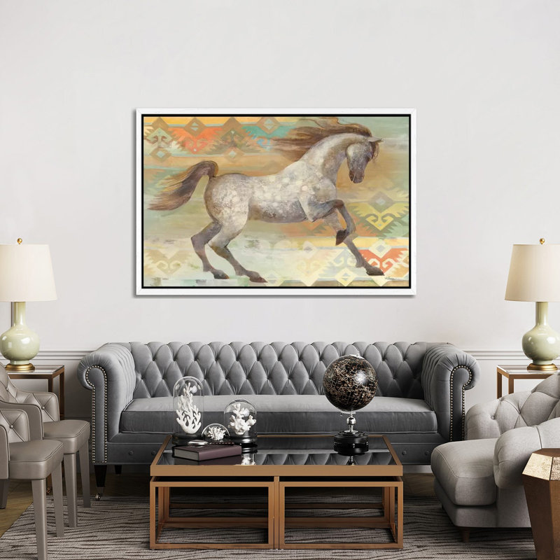 Grand Entrance Southwest Boho by Albena Hristova - Painting on Canvas, White Framed, 101.6cm H x 152.4cm W x 3.81cm D