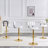 Set Of 2 Adjustable Height Bar Stools, White PU Leather Upholstered Seating With Gold Metal Base & Footrest, Luxe Glam Stools For Kitchen Island, Home Bar, Living Room-183467583-183467578