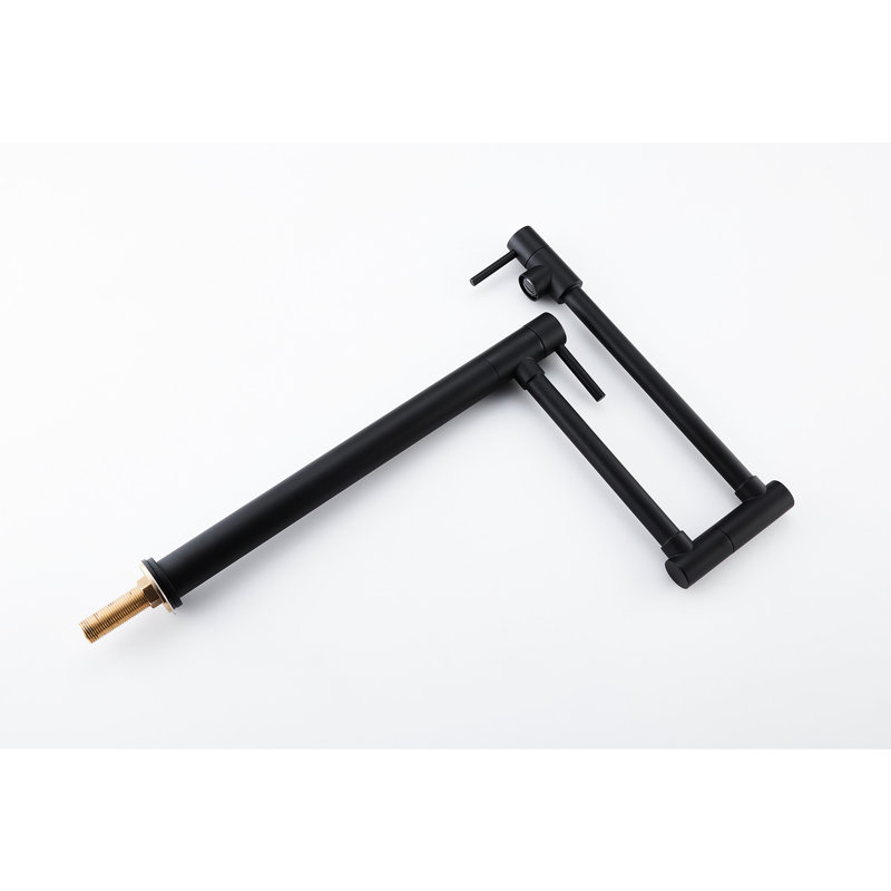Matte Black Brass Pot Filler Faucet - 360 Rotatable And Foldable Design, Double Handles For Consistent Water Provision, Corrosion Resistance Surface Coating Steady