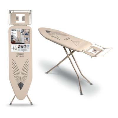 Tower T873014MSH Ceraglide Plus Large Ironing Board with Adjustable Height, Smooth Glide Cover, Non-Slip Feet, Latte