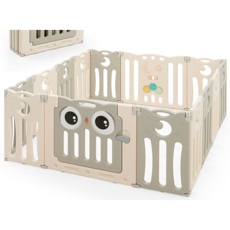 Barrière de sécurité pliable pour 14 enfants, Beige