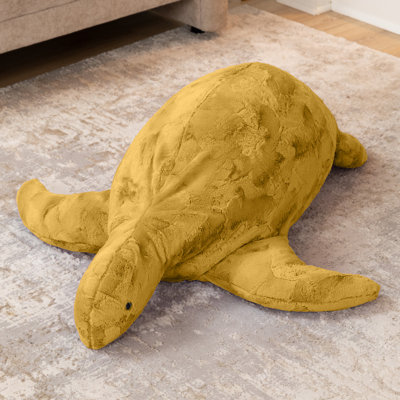 Raven-Symoné Shelly The Turtle Sea Buddy Large Kids Stuffed Animal Bean Bag And Pouf, Gold Fur
