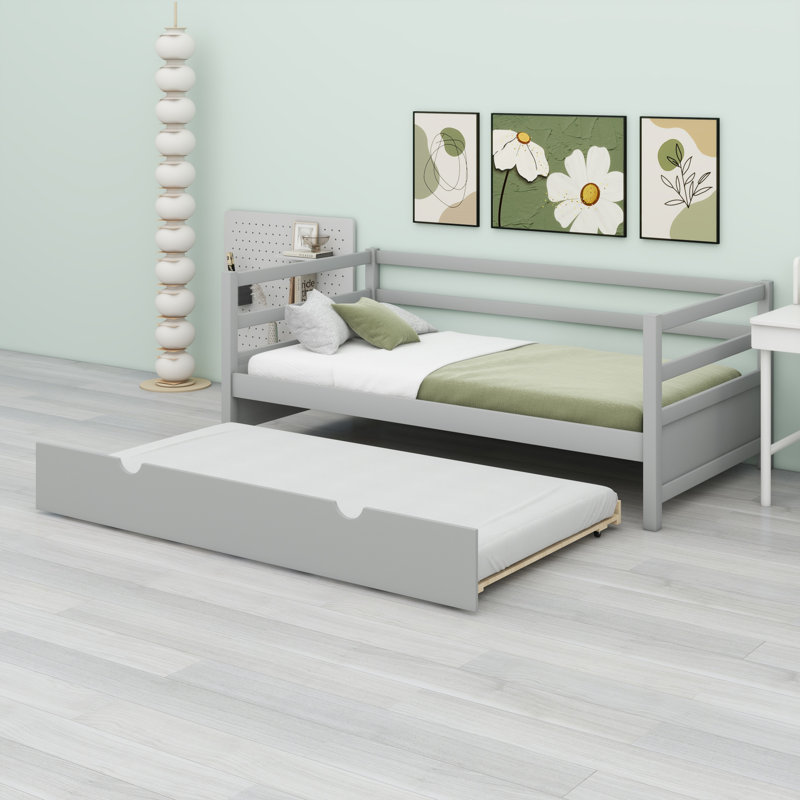 Daybed With Trundle Frame, Gray