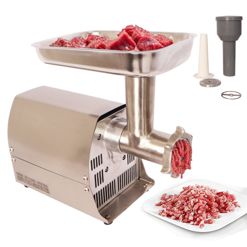 Hachoir à viande électrique commercial avec plusieurs plaques à hacher et tubes de remplissage - Acier inoxydable