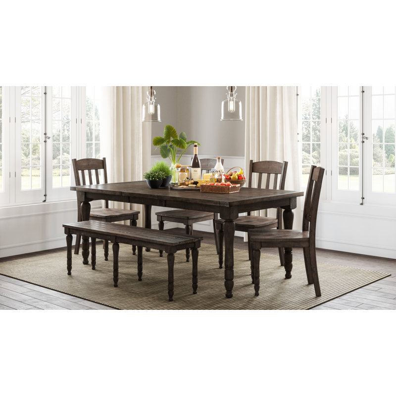 Ensemble de table de salle à manger 6 pièces Karley Lark Manor, Brun bois de grange, Brun bois de grange