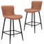 2 tabourets de bar Mid-Century modernes, similicuir brun, pieds en métal poli, conception ergonomique, convient à une utilisation en plein air de couleur comptoir, idéal pour la salle à manger et les cafés-1103310555