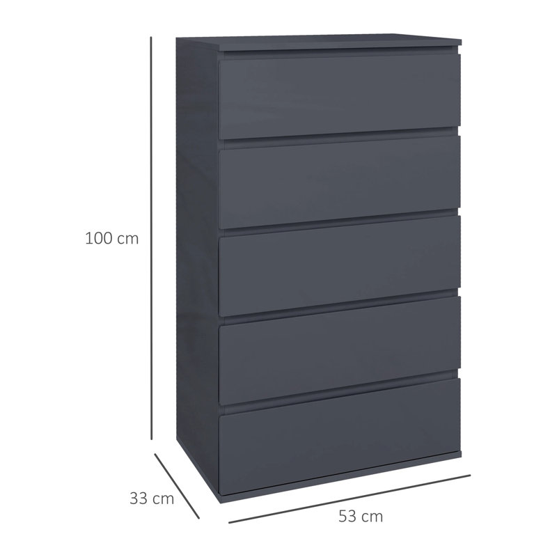 Savana 53cm W 5 - Drawer Chest of Drawers, Grey