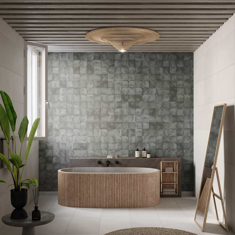 Paula Purroy Talia 5x5 Matte Ceramic Tile, Dove Gray