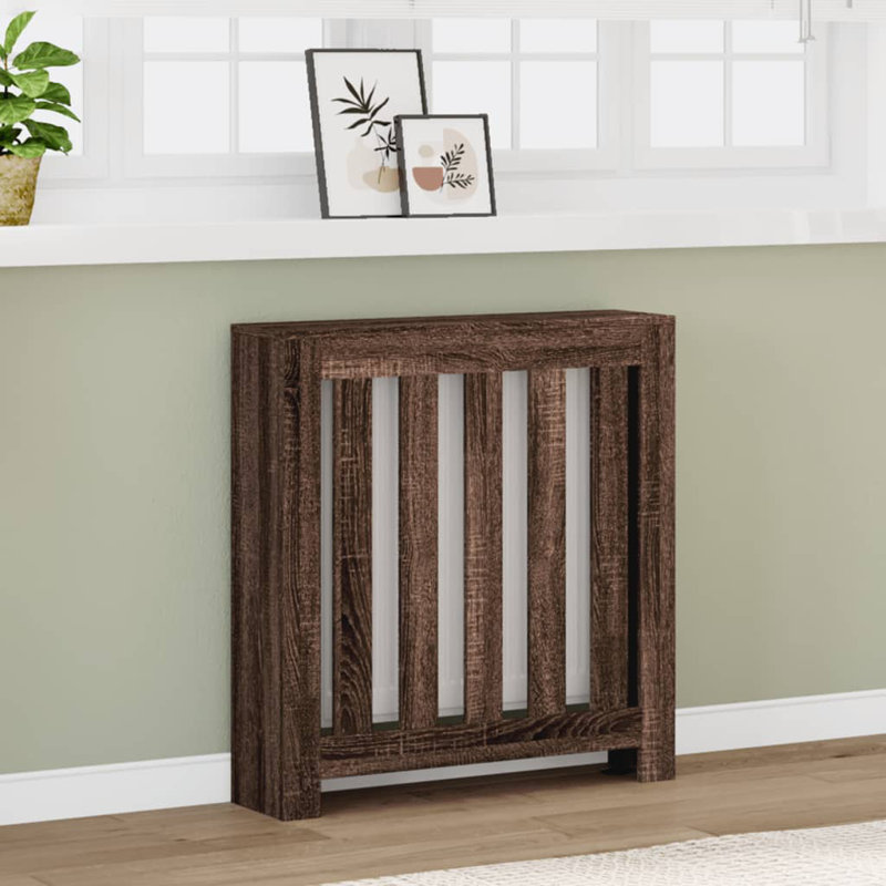 Small Radiator Cover, Brown Oak, 78 x 20 x 82 cm, Vertical Slats