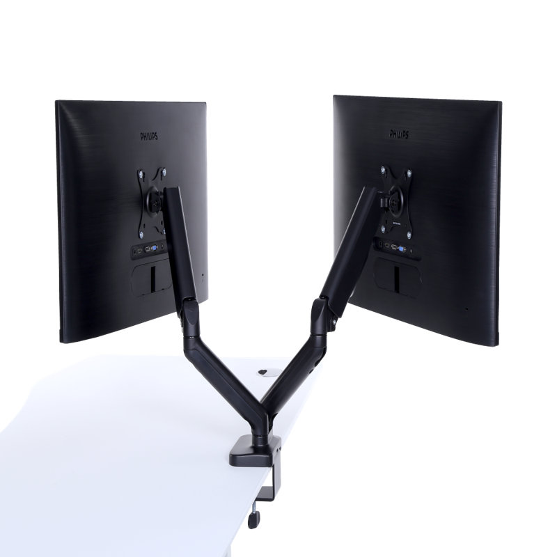 Dual Arm Black Adjustable Desktop Monitor Mount