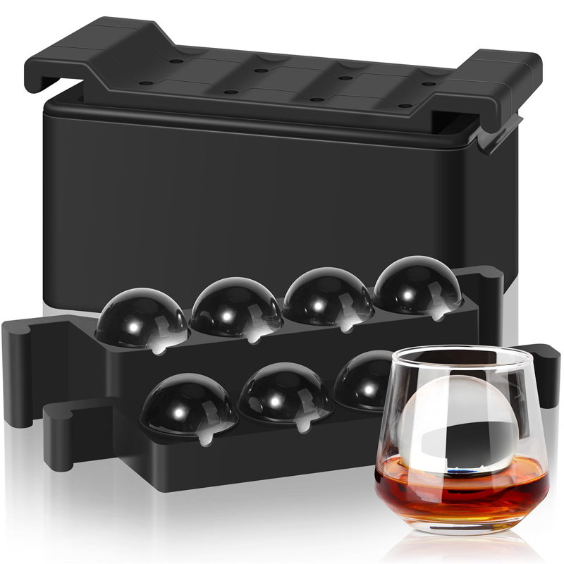 Machine à glaçons transparent, moule à glaçons 8 grands verres à whisky, plateau à glaçons en silicone de 2 pouces, machine à glaçons sphère à dégagement facile, cadeaux bourbon pour les hommes, papa, copain qui a tout