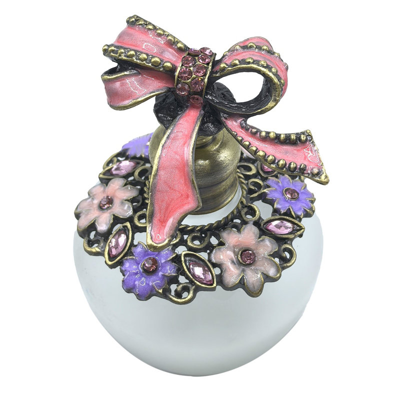 Waymart Decor Home Elegant Glass and Metal Bow Perfume Bottle, Perfect for Gift and Decoration, 95g, Modern and Chic Design