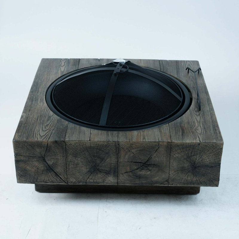 Wood-Fueled Outdoor Fire Pit with Wood Grain Design