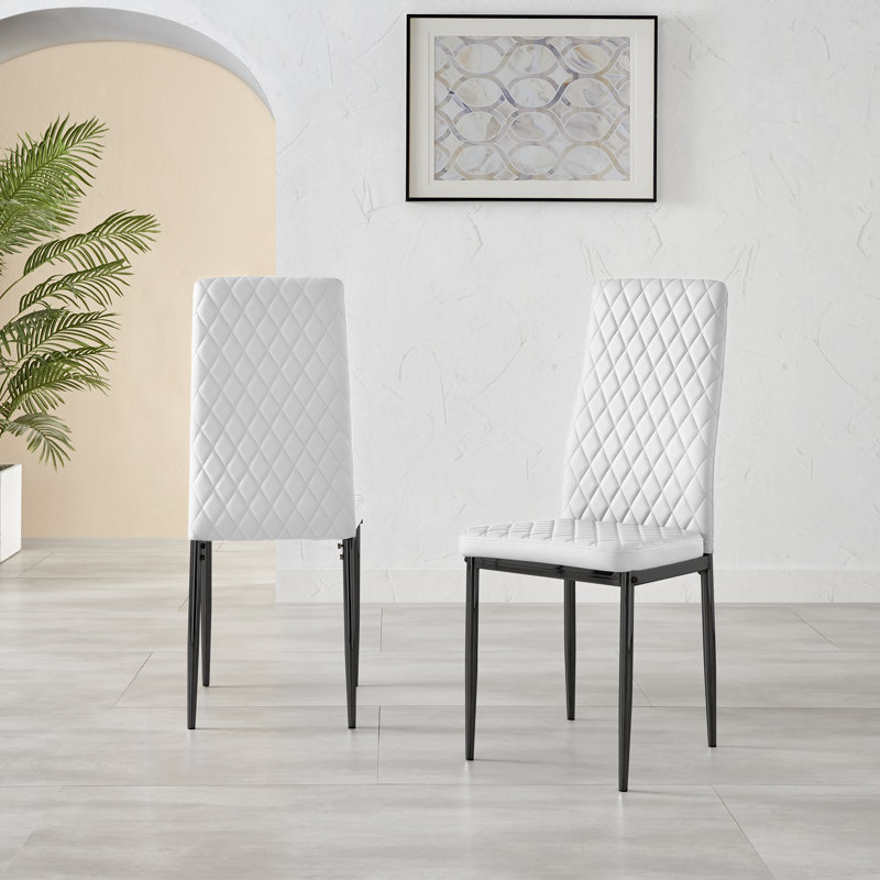 Eubanks 4 - Person Dining Set, White/Black