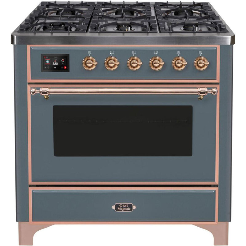 Majestic II Series 36" 3.5 cu ft. Freestanding Dual Fuel Range, Liquid Propane, Blue Gray/Copper