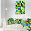 Coloured 3D Cubes Wall Design - Coussin décoratif imprimé abstrait