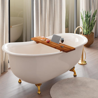 Premium 35 inch Solid Acacia Bathtub Tray | Large Wooden Bath Tub Tray | Anti-Tipping
