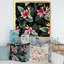 Fleurs tropicales roses sur fond noir - Décoration murale traditionnelle en bois-66838095-66838091