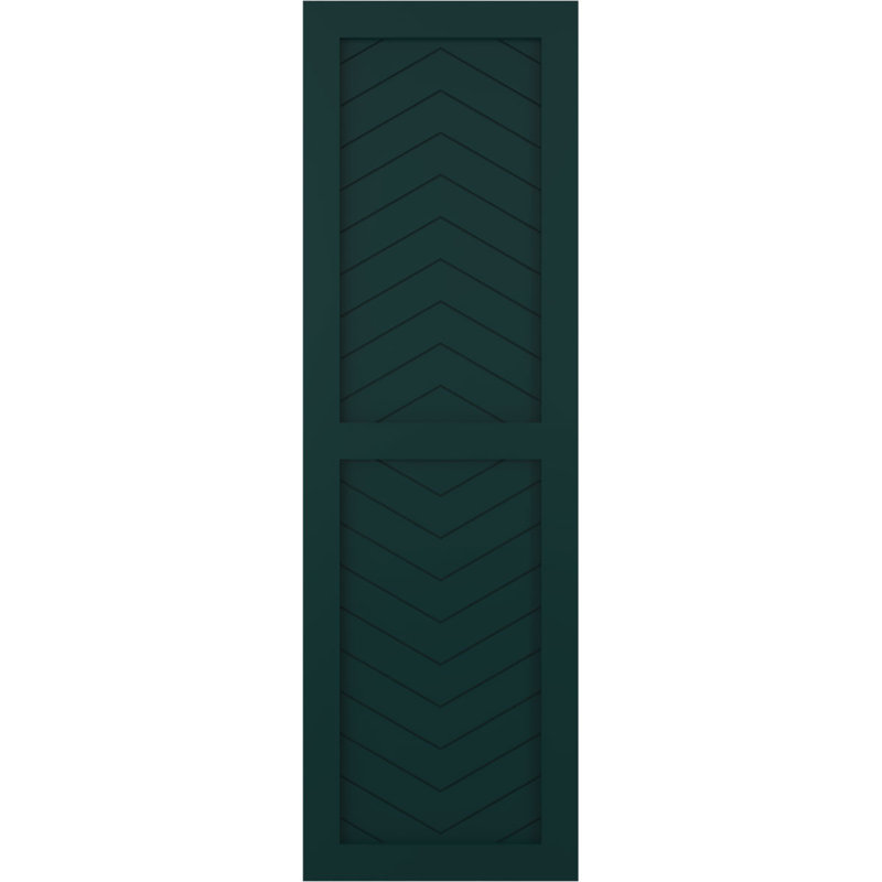 Volets à fixation fixe en PVC à deux panneaux de style moderne True Fit, Vert thermique, 12", 42"