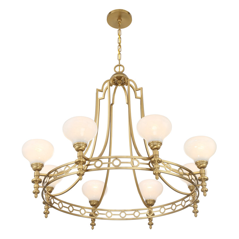 Hoekstra 8-Light Chandelier in Warm Brass, Brass